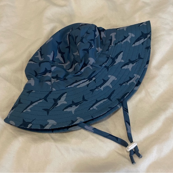 Jan & Jul Shark Print Aqua Quick Dry Blue Adjustable Bucket Hat Infant Small - Picture 4 of 7